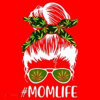 Funny Mom Cannabis Weed Mom Lady Messy Bun Mother's Day Santa Hat thumb 1
