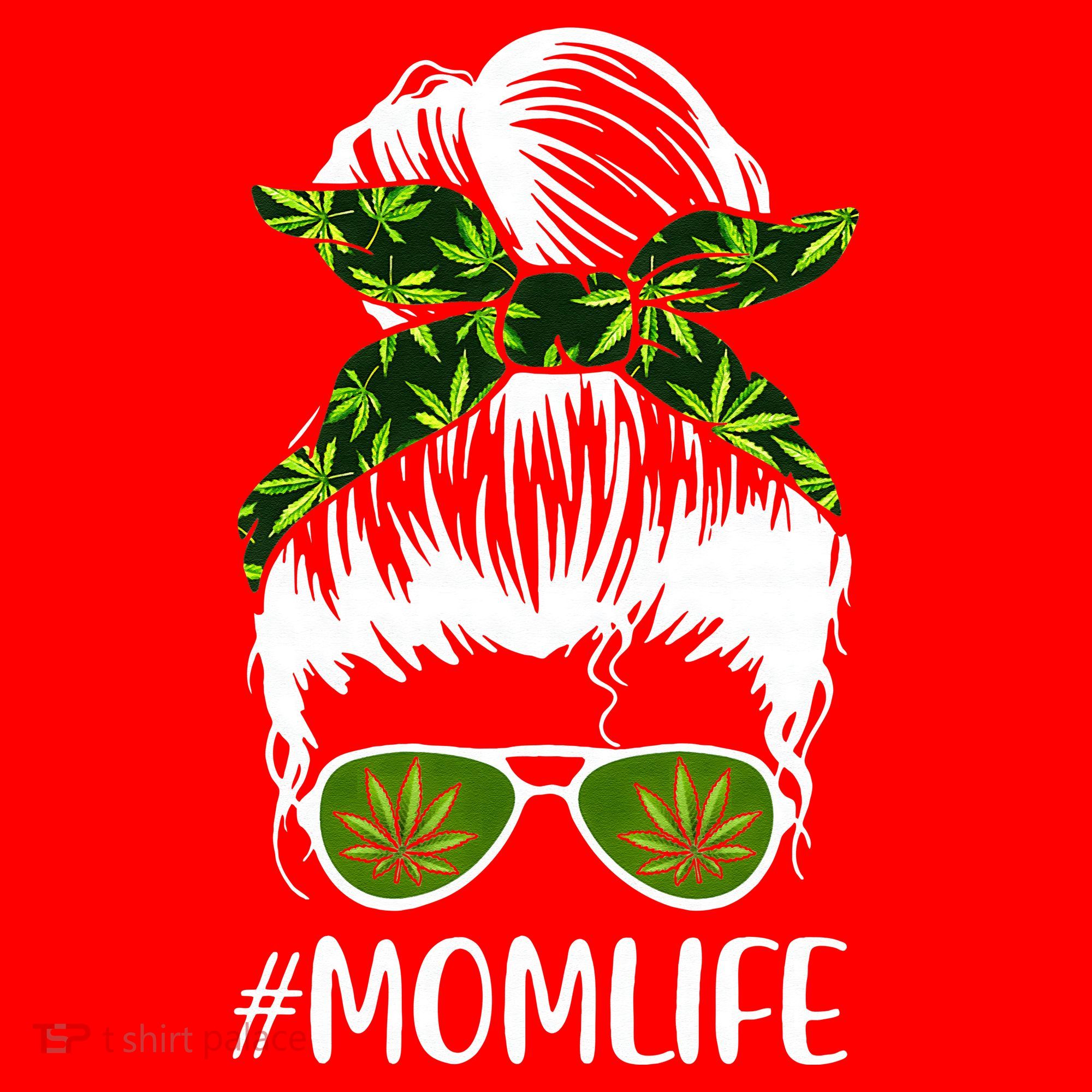 Funny Mom Cannabis Weed Mom Lady Messy Bun Mother's Day Santa Hat