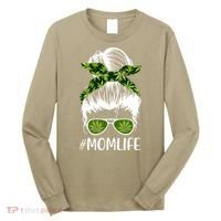 Funny Mom Cannabis Weed Mom Lady Messy Bun Mother's Day Long Sleeve Shirt thumb 0