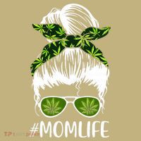 Funny Mom Cannabis Weed Mom Lady Messy Bun Mother's Day Long Sleeve Shirt thumb 2