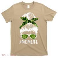 Funny Mom Cannabis Weed Mom Lady Messy Bun Mother's Day T-Shirt thumb 0