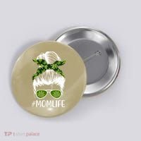Funny Mom Cannabis Weed Mom Lady Messy Bun Mother's Day Button thumb 0