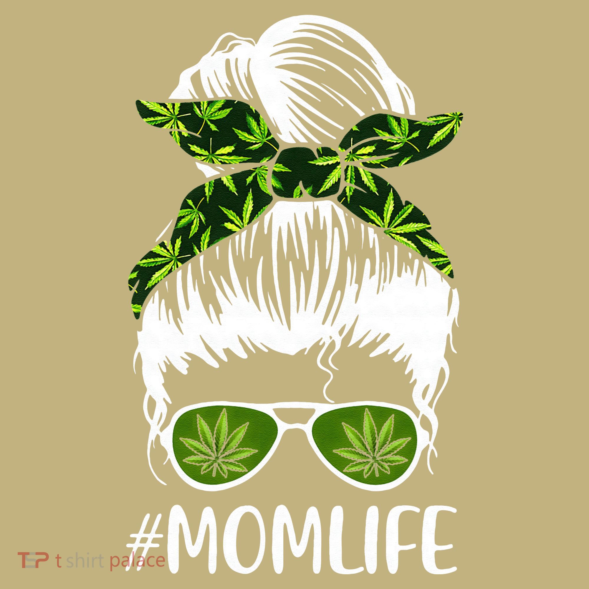 Funny Mom Cannabis Weed Mom Lady Messy Bun Mother's Day Polo