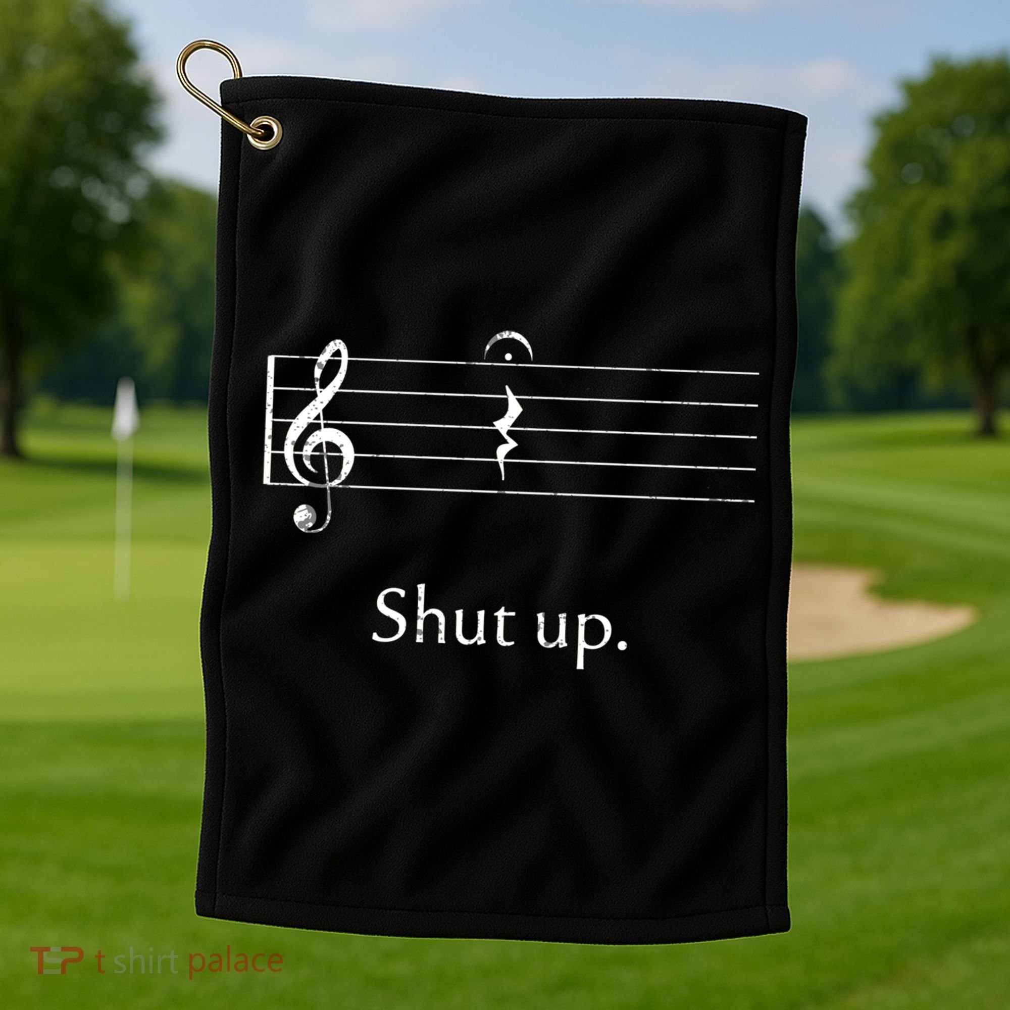 Funny Music Cute Gift Shut Up Quarter Rest And Fermata Golf Towel