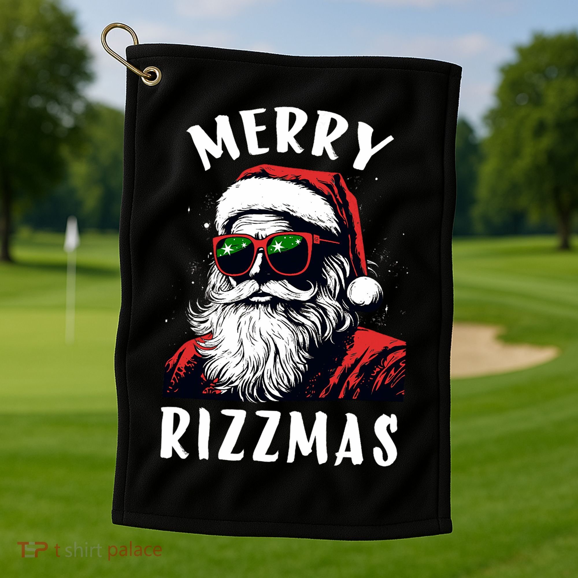 Funny Merry Christmas Rizz Santa Claus Charisma Cool Golf Towel