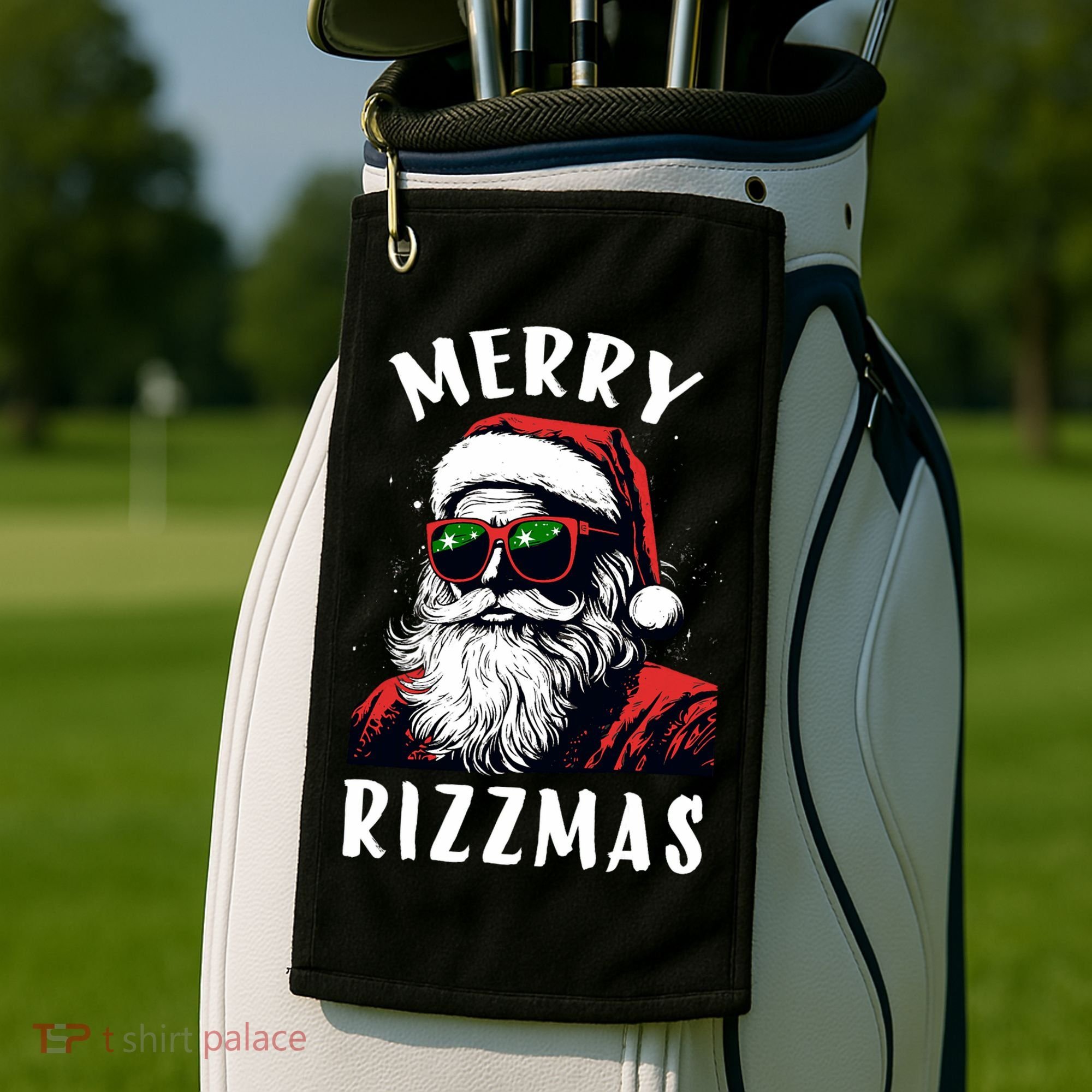 Funny Merry Christmas Rizz Santa Claus Charisma Cool Golf Towel