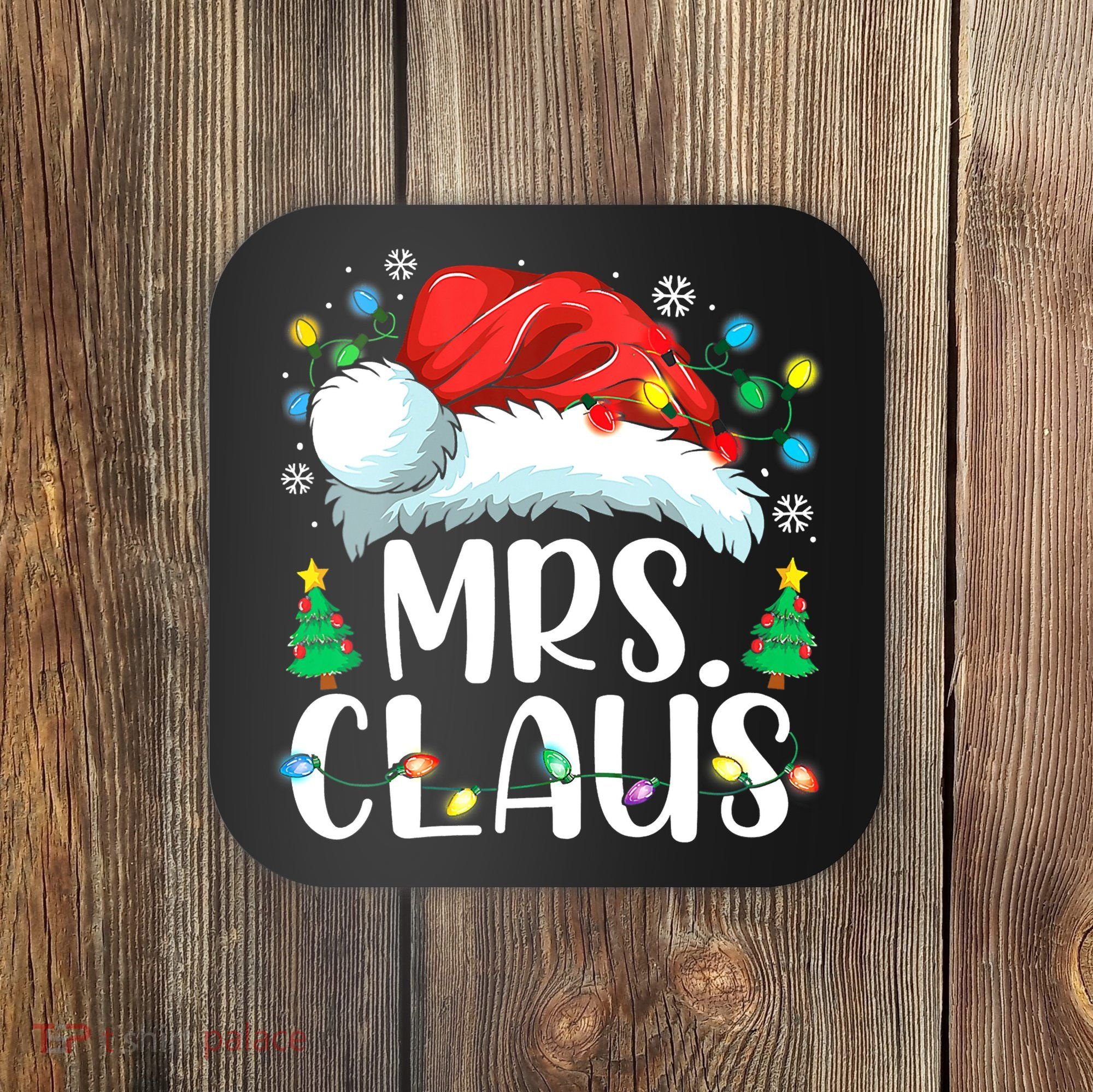 Funny Mrs Claus Santa Christmas Matching Couple Pajama Gift Coaster