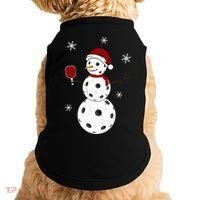 Funny Merry Christmas Snowman Playing Pickleball Doggie Tank thumb 0
