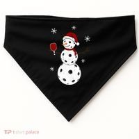 Funny Merry Christmas Snowman Playing Pickleball USA-Made Doggie Bandana thumb 0