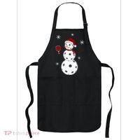 Funny Merry Christmas Snowman Playing Pickleball Apron thumb 0