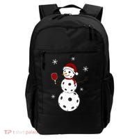 Funny Merry Christmas Snowman Playing Pickleball Backpack thumb 0