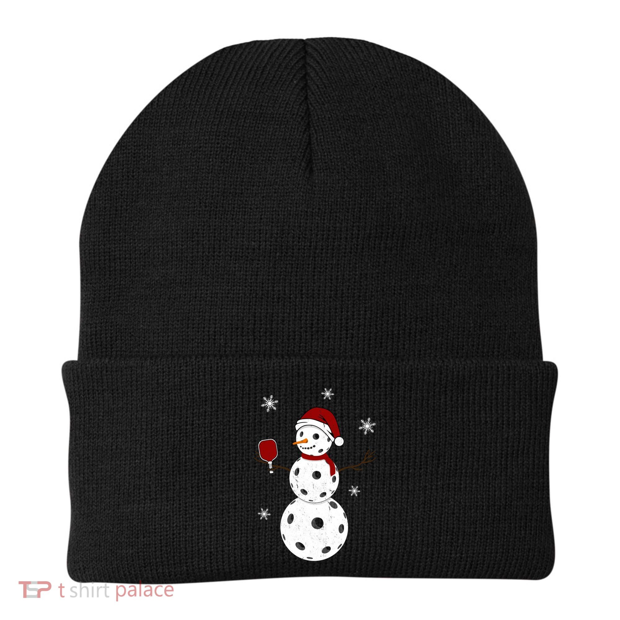 Funny Merry Christmas Snowman Playing Pickleball Beanie