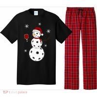Funny Merry Christmas Snowman Playing Pickleball Pajama Set thumb 0