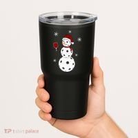Funny Merry Christmas Snowman Playing Pickleball Tumbler thumb 2
