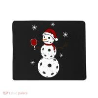 Funny Merry Christmas Snowman Playing Pickleball Mousepad thumb 0
