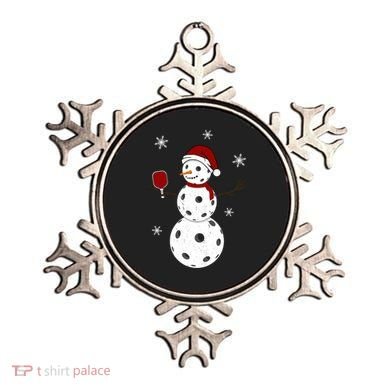 Funny Merry Christmas Snowman Playing Pickleball Ornament
