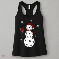 Funny Merry Christmas Snowman Playing Pickleball Women's Tank Top thumb 3