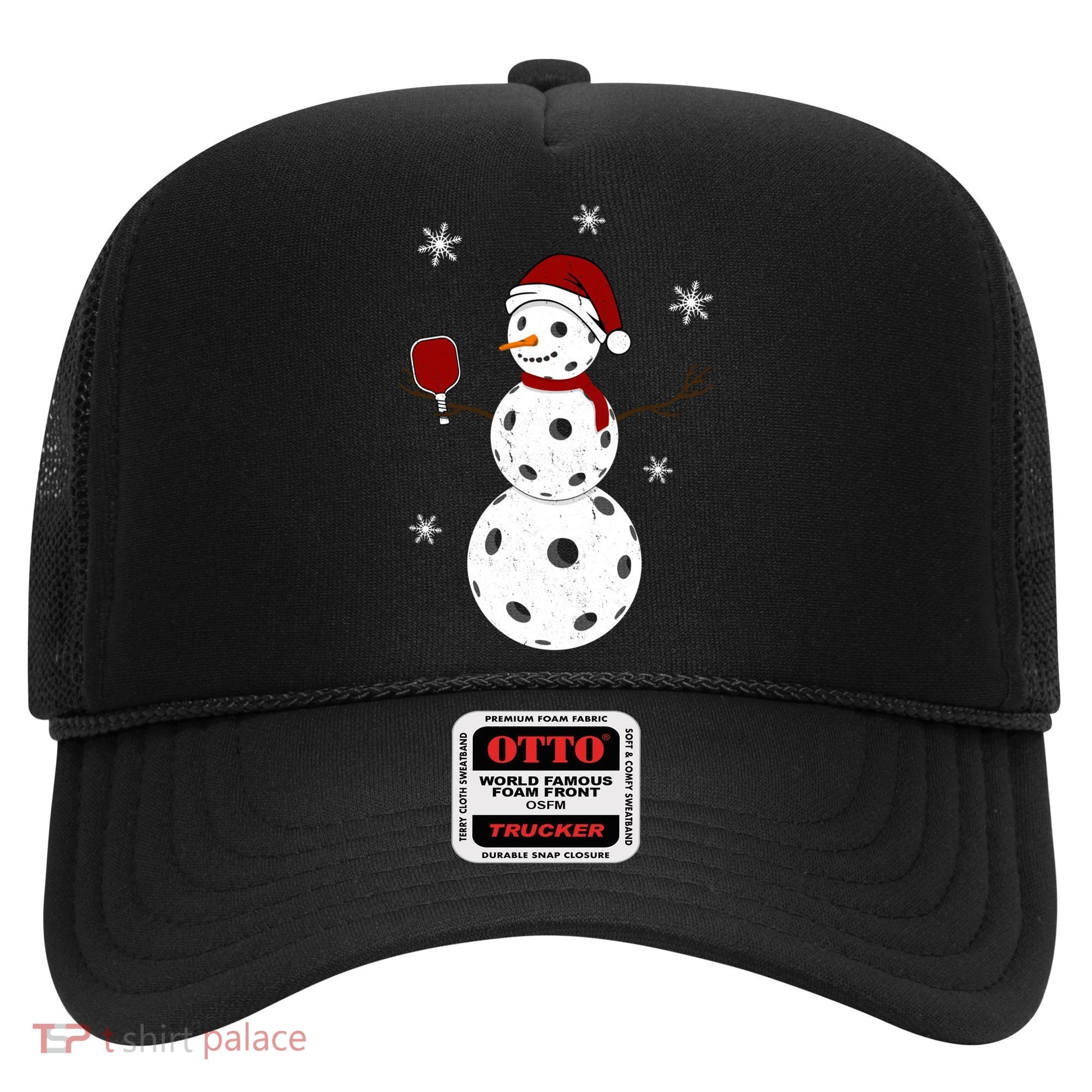 Funny Merry Christmas Snowman Playing Pickleball Hat