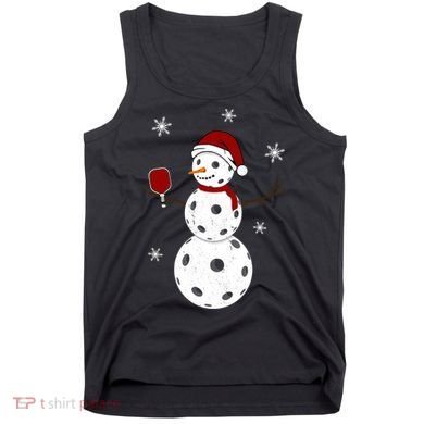 Funny Merry Christmas Snowman Playing Pickleball Tank Top