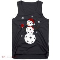 Funny Merry Christmas Snowman Playing Pickleball Tank Top thumb 0