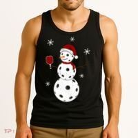 Funny Merry Christmas Snowman Playing Pickleball Tank Top thumb 3
