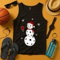 Funny Merry Christmas Snowman Playing Pickleball Tank Top thumb 4