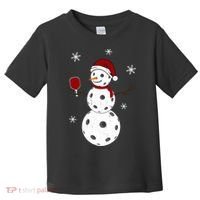Funny Merry Christmas Snowman Playing Pickleball Toddler T-Shirt thumb 0