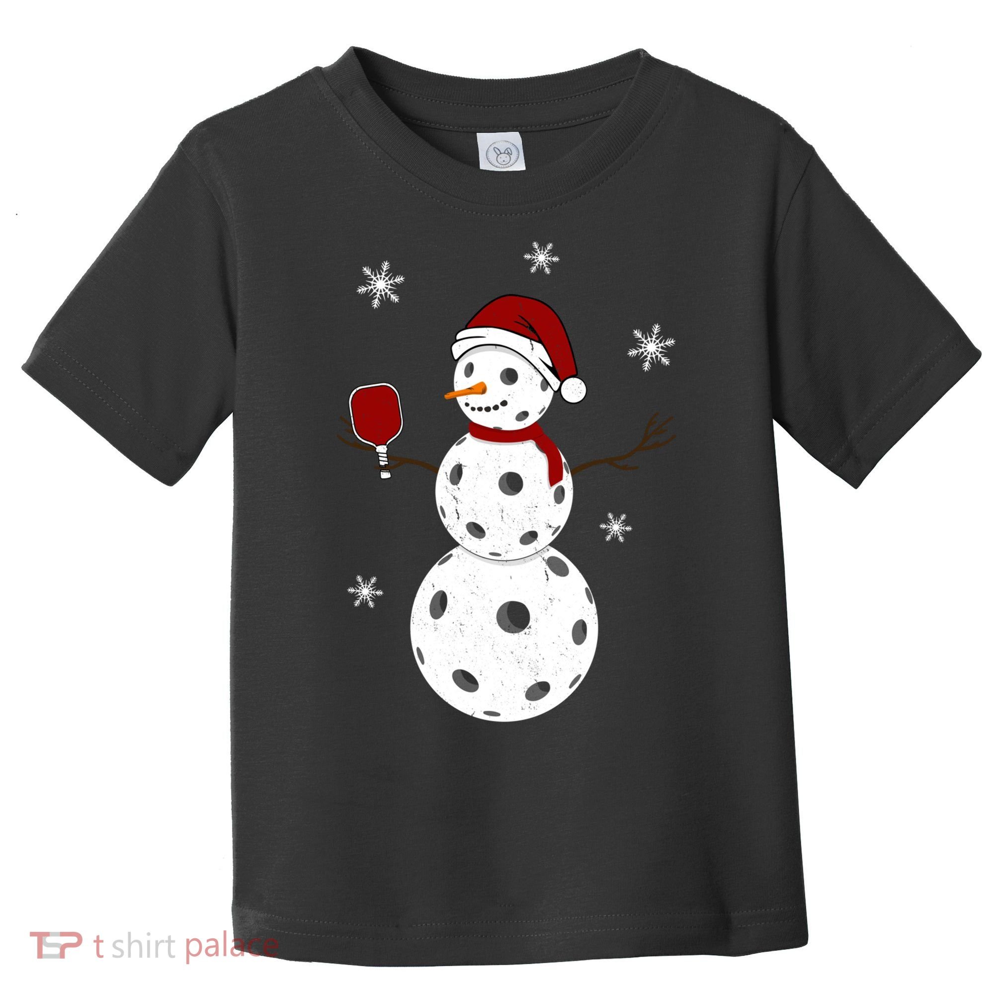 Funny Merry Christmas Snowman Playing Pickleball Toddler T-Shirt
