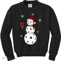 Funny Merry Christmas Snowman Playing Pickleball Kids Sweatshirt thumb 0