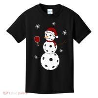 Funny Merry Christmas Snowman Playing Pickleball Kids T-Shirt thumb 0
