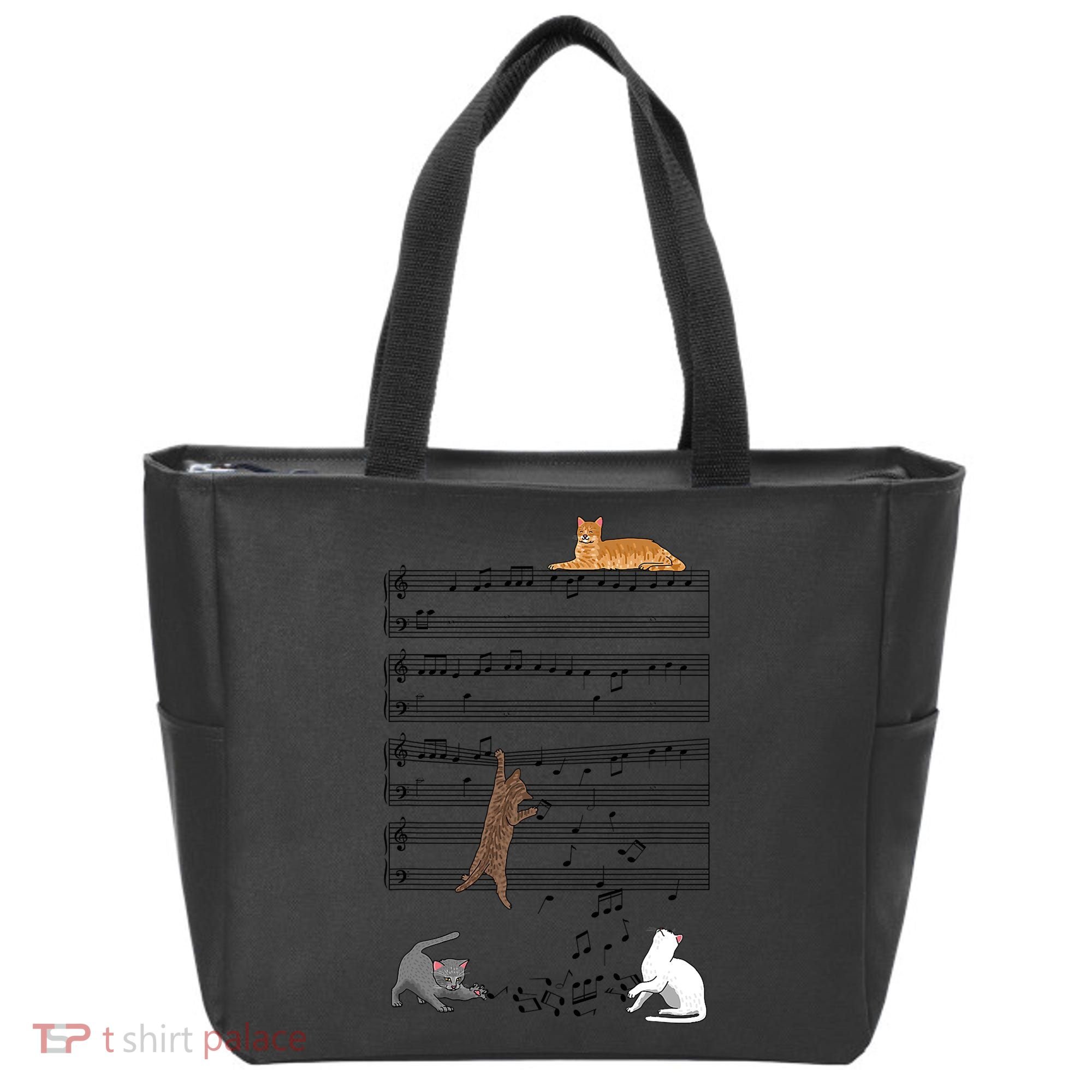 Funny Musical Cat Music Note Lover Tote Bag