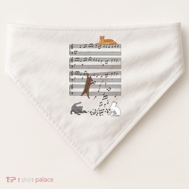 Funny Musical Cat Music Note Lover USA-Made Doggie Bandana