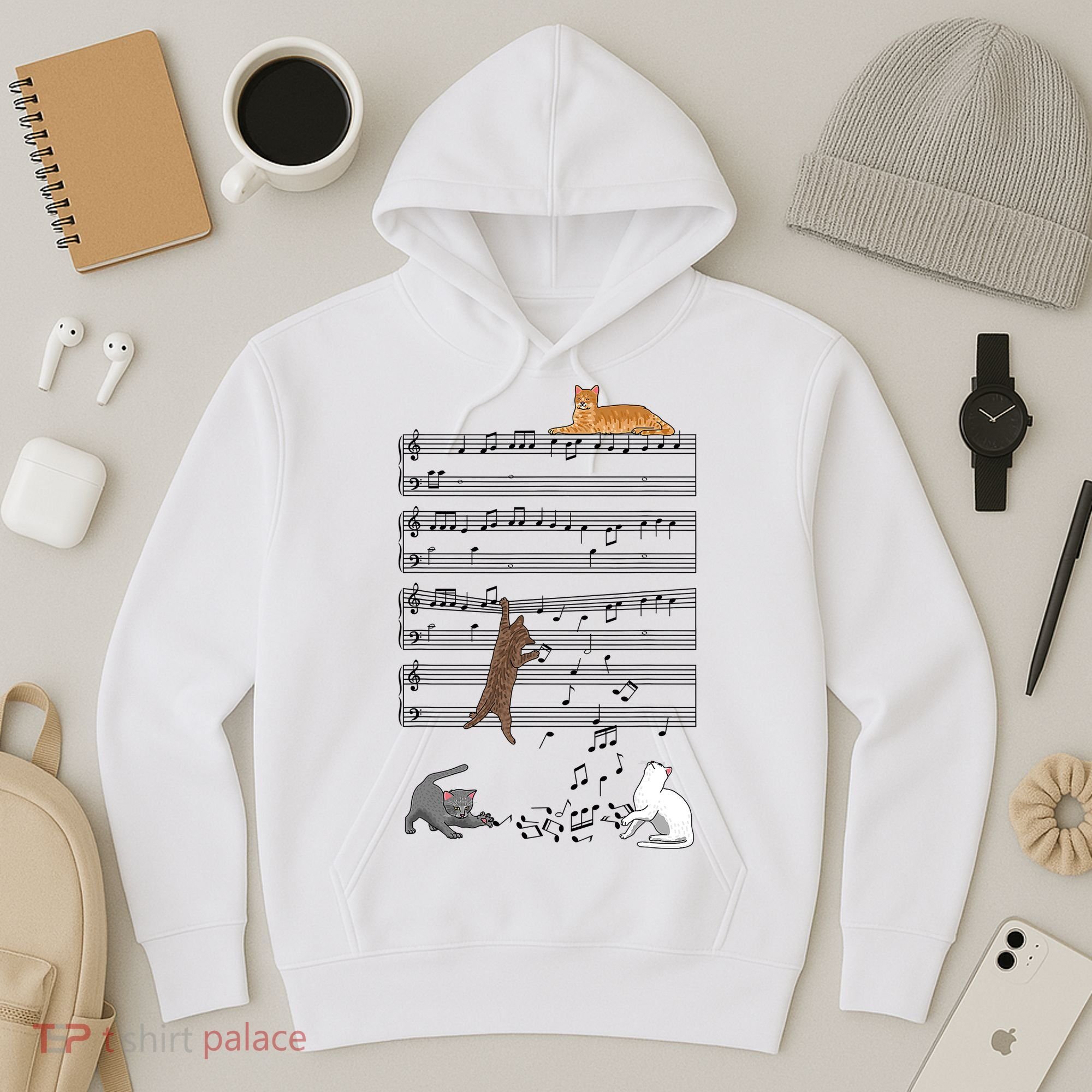 Funny Musical Cat Music Note Lover Hoodie