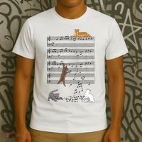 Funny Musical Cat Music Note Lover T-Shirt thumb 3