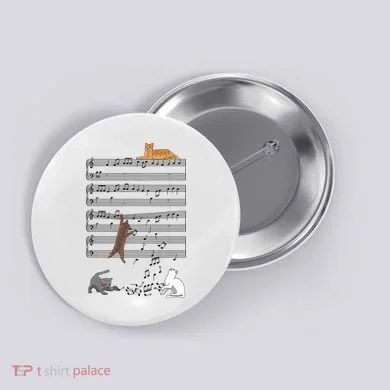 Funny Musical Cat Music Note Lover Button