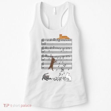 Funny Musical Cat Music Note Lover Women's Tank Top