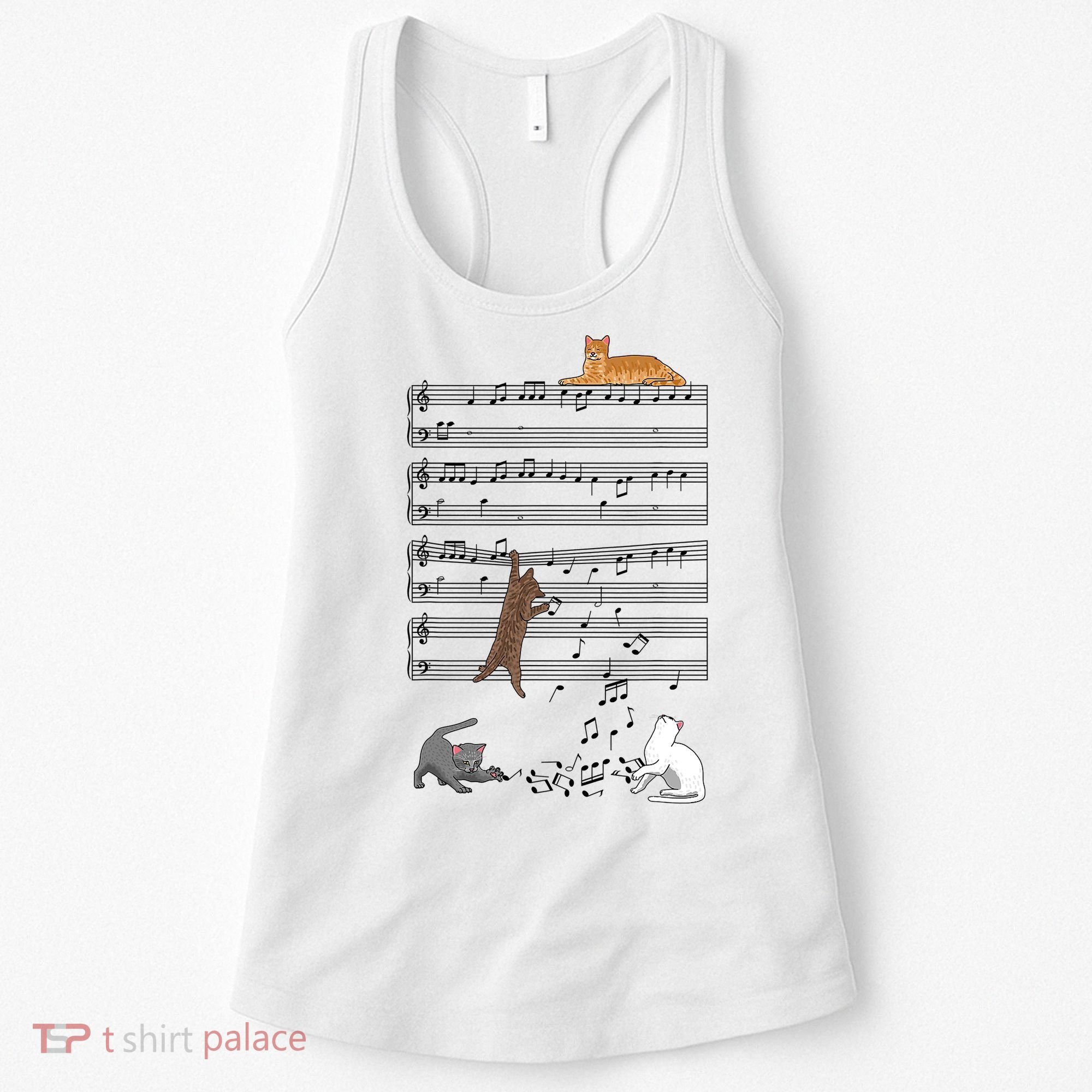 Funny Musical Cat Music Note Lover Women's Tank Top