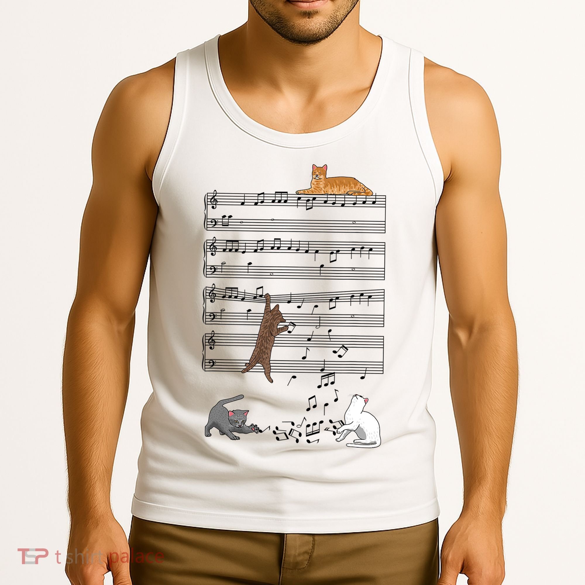 Funny Musical Cat Music Note Lover Tank Top