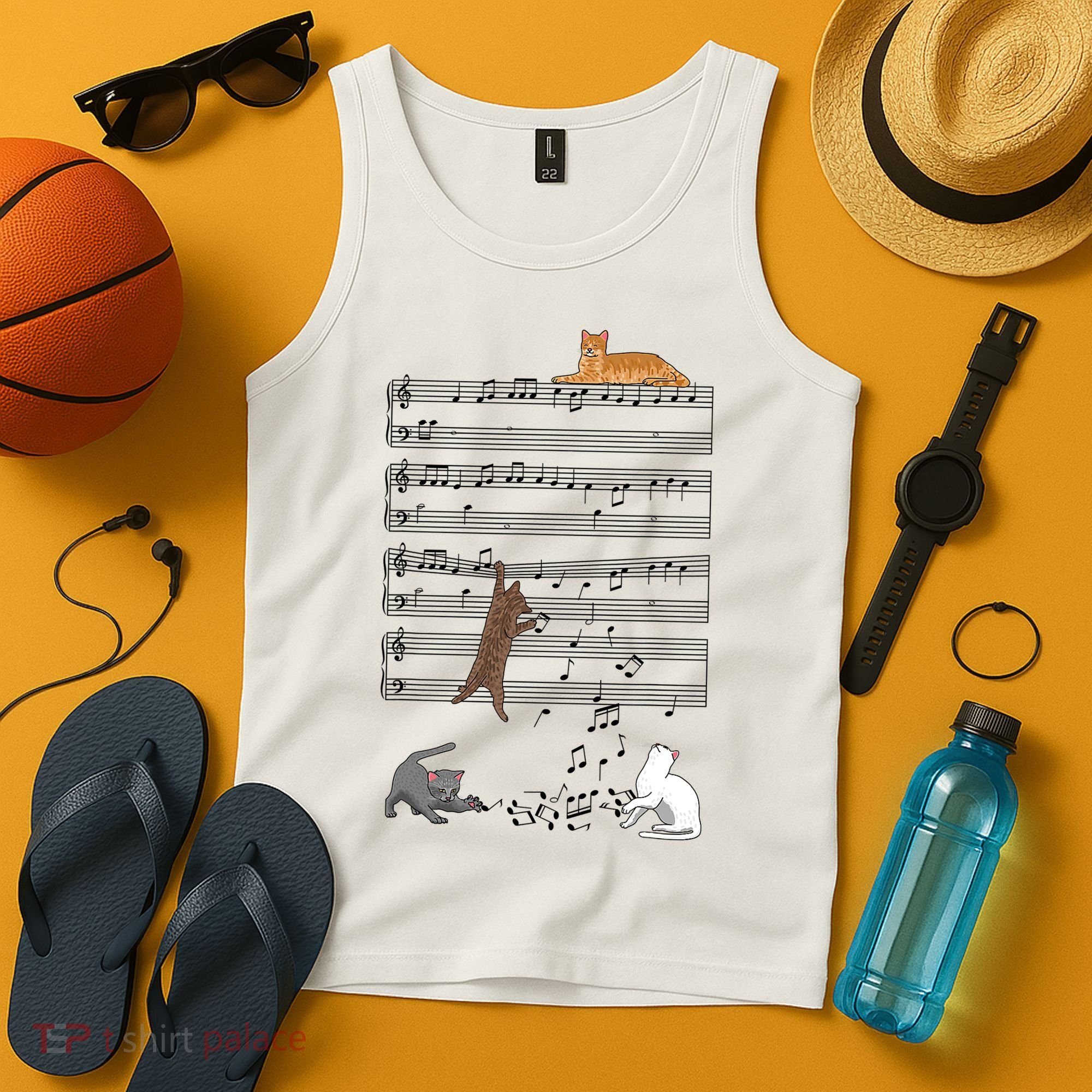 Funny Musical Cat Music Note Lover Tank Top