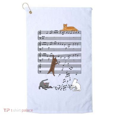 Funny Musical Cat Music Note Lover Golf Towel