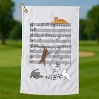Funny Musical Cat Music Note Lover Golf Towel thumb 1