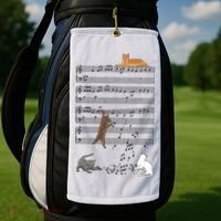 Funny Musical Cat Music Note Lover Golf Towel thumb 2
