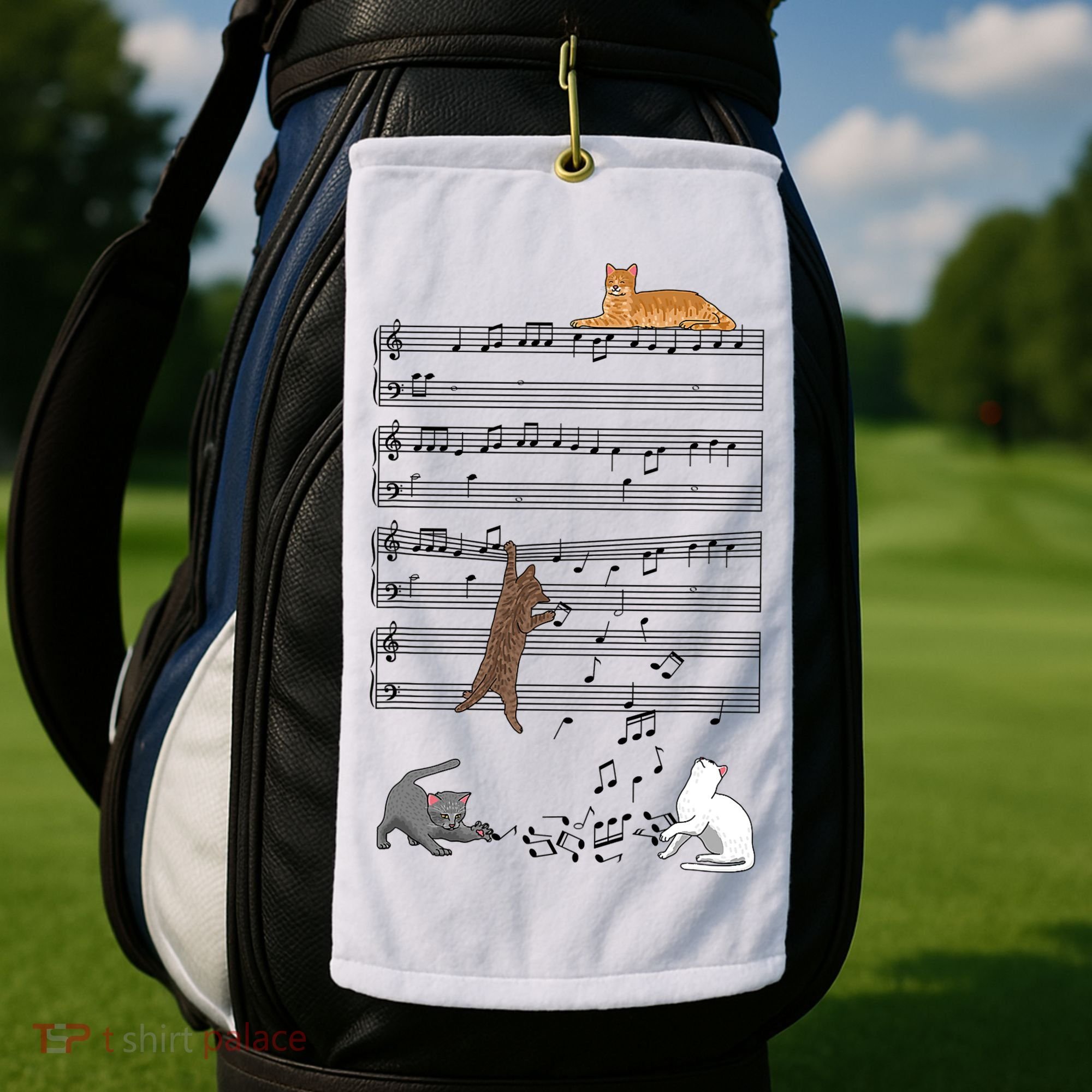 Funny Musical Cat Music Note Lover Golf Towel