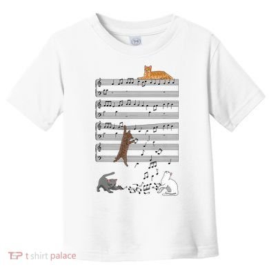 Funny Musical Cat Music Note Lover Toddler T-Shirt