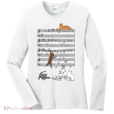Funny Musical Cat Music Note Lover Women's Long Sleeve Shirt