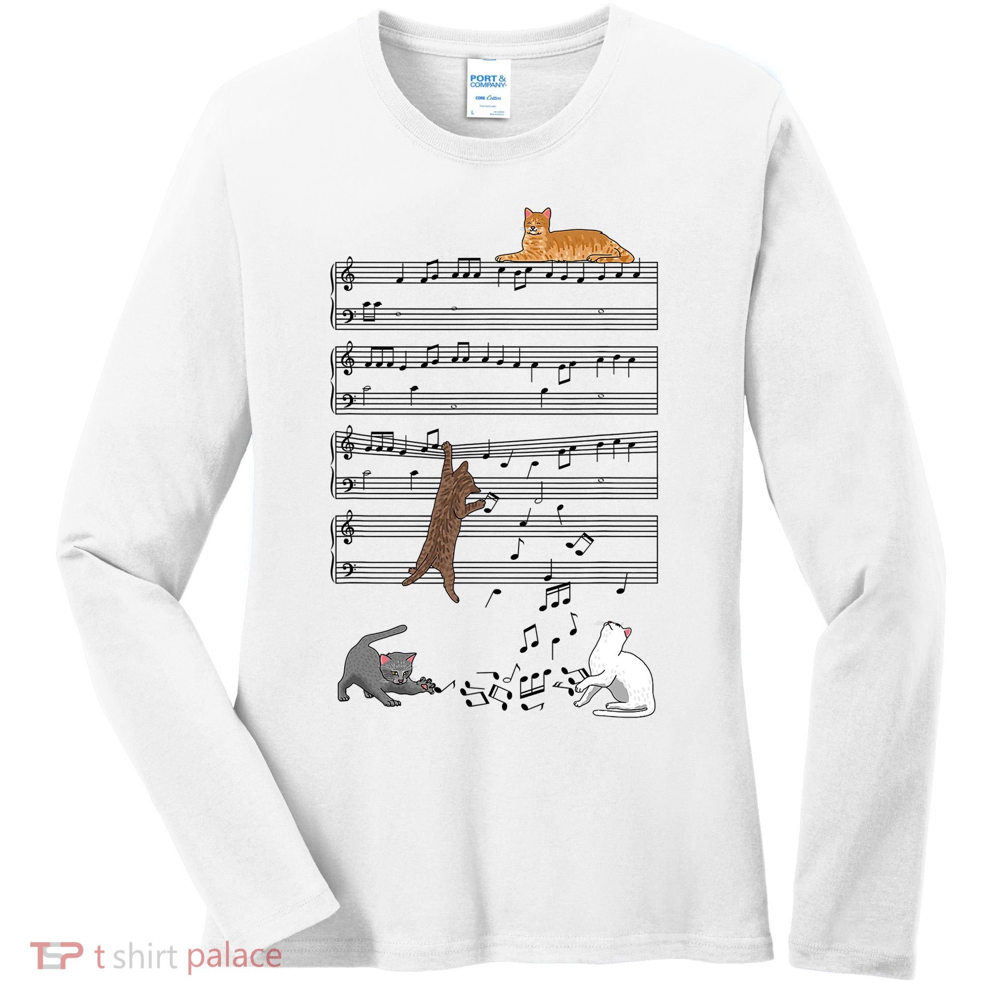 Funny Musical Cat Music Note Lover Women's Long Sleeve Shirt