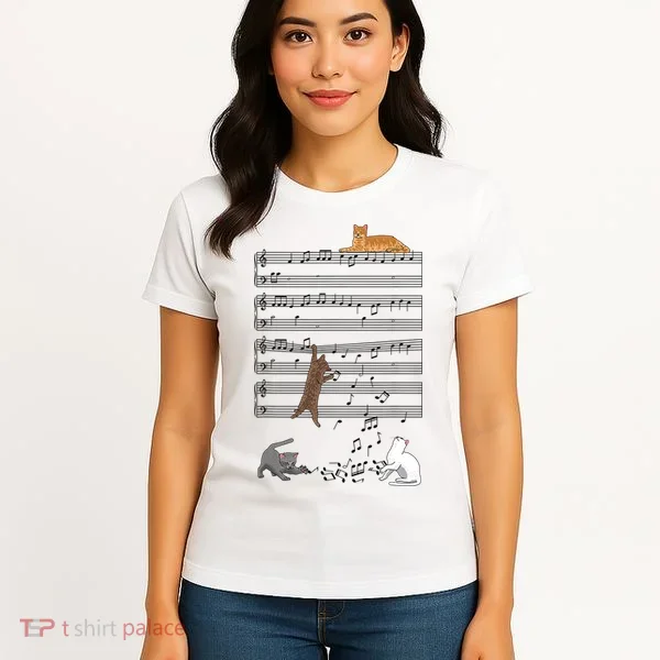 Funny Musical Cat Music Note Lover Women's T-Shirt