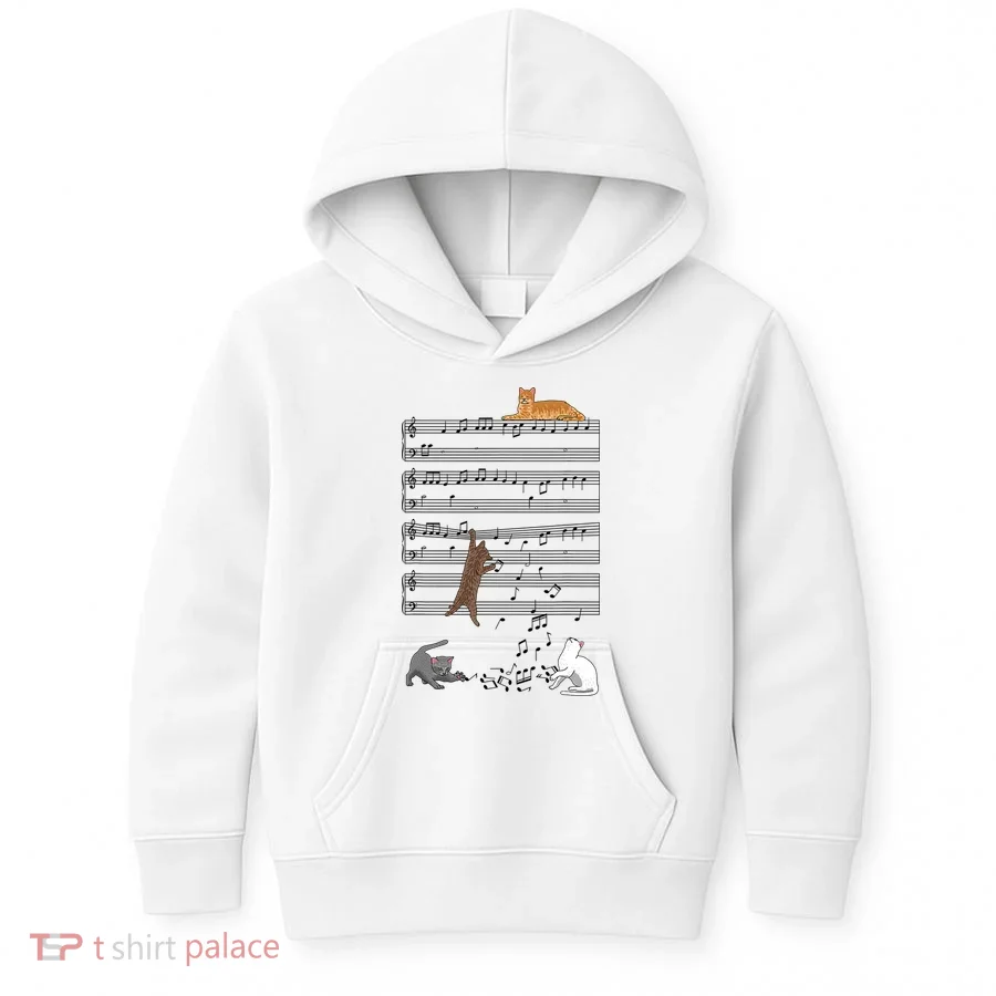 Funny Musical Cat Music Note Lover Kids Hoodie
