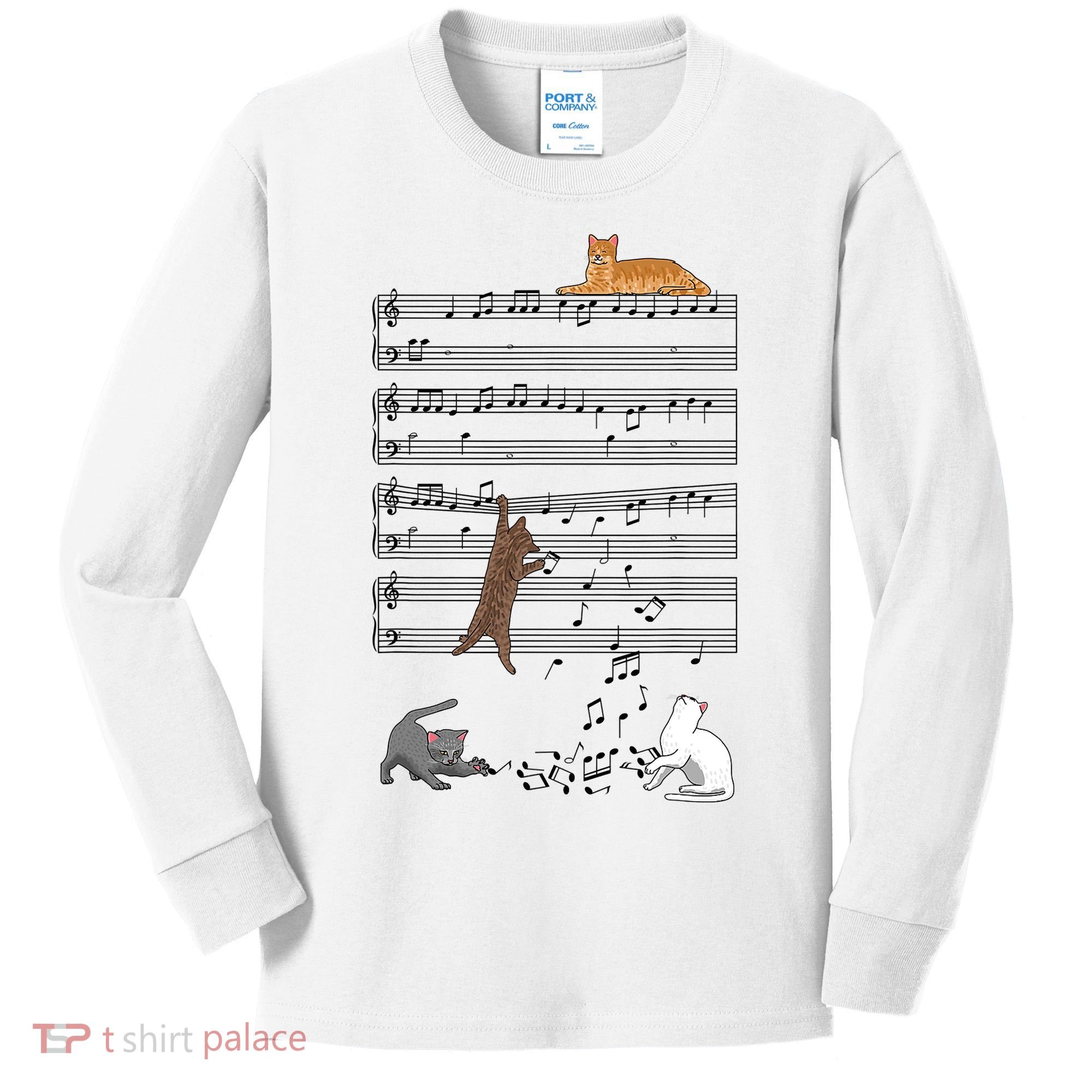 Funny Musical Cat Music Note Lover Kids Long Sleeve Shirt