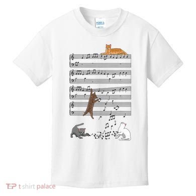 Funny Musical Cat Music Note Lover Kids T-Shirt